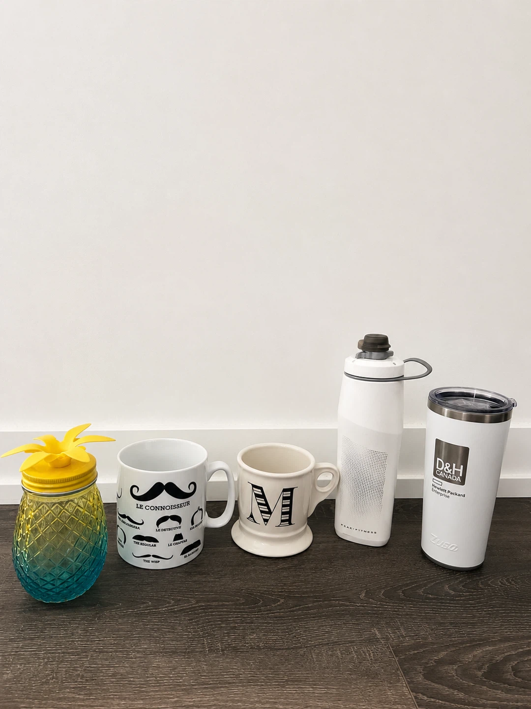 Pineapple Jar, M Mustache Mug, and Water Bottle Set