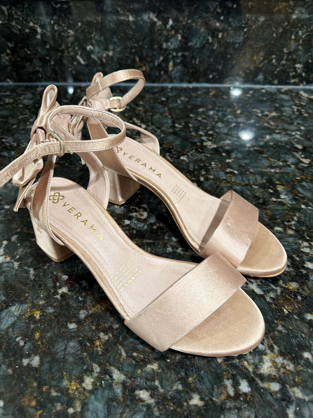 VERAMA Women's Satin Bow Heeled Sandals
