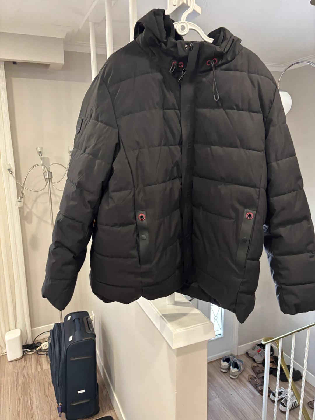 Black Puffer Jacket with Hood - photo 2