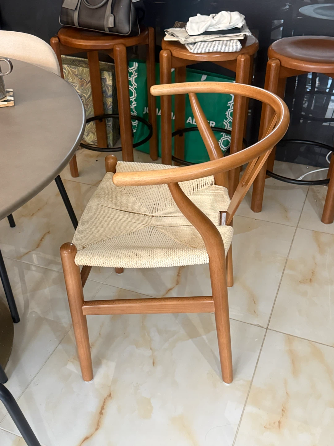 Wooden Wishbone Chair with Woven Seat - photo 2