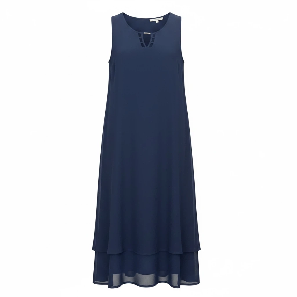 Calvin Klein Navy Blue Sleeveless Layered Maxi Dress