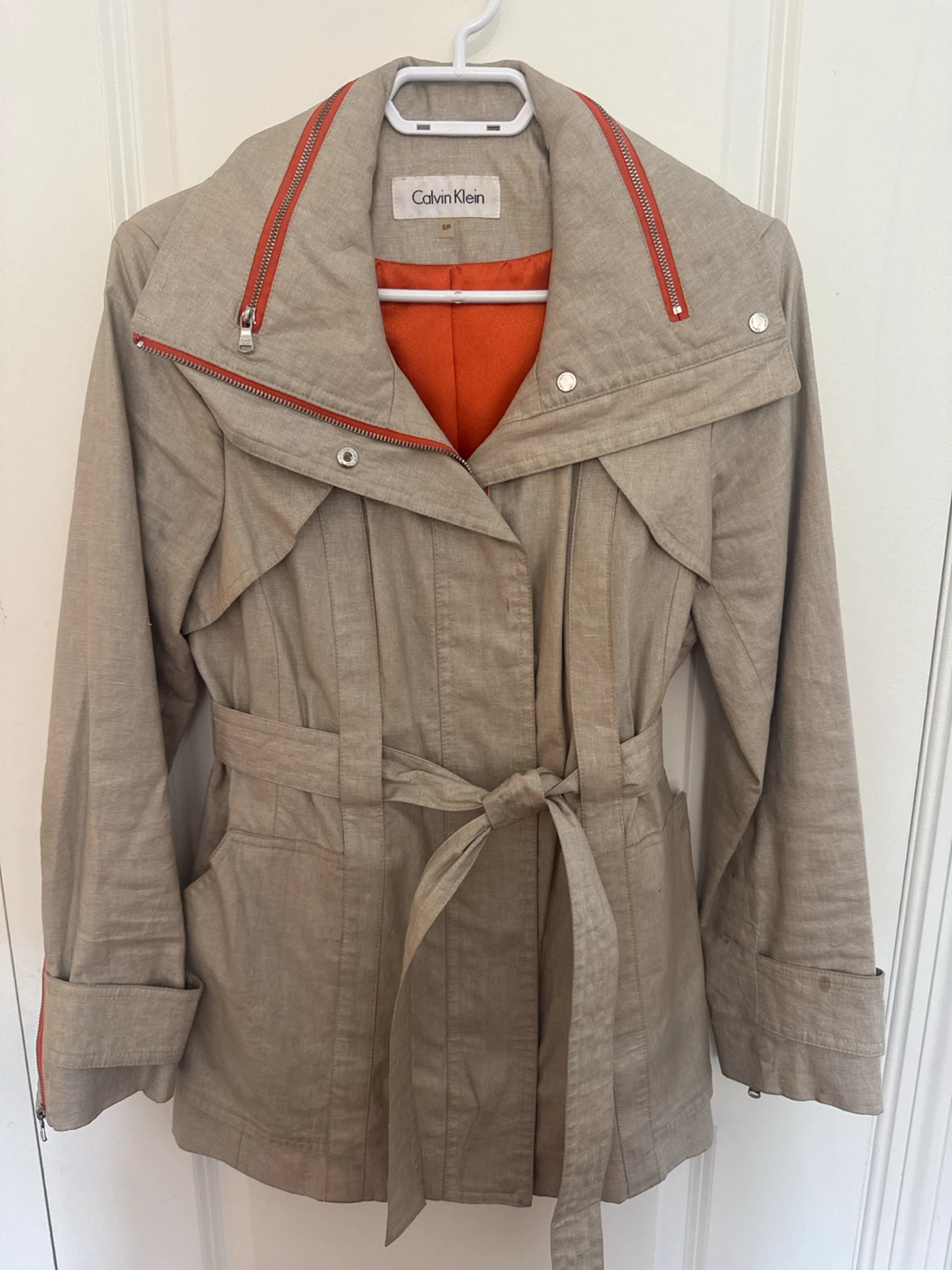 Calvin Klein Beige Jacket with Orange Accents