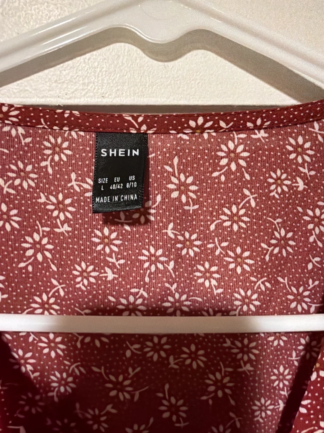 SHEIN Floral Tie-Front Peplum Top - Red - photo 3