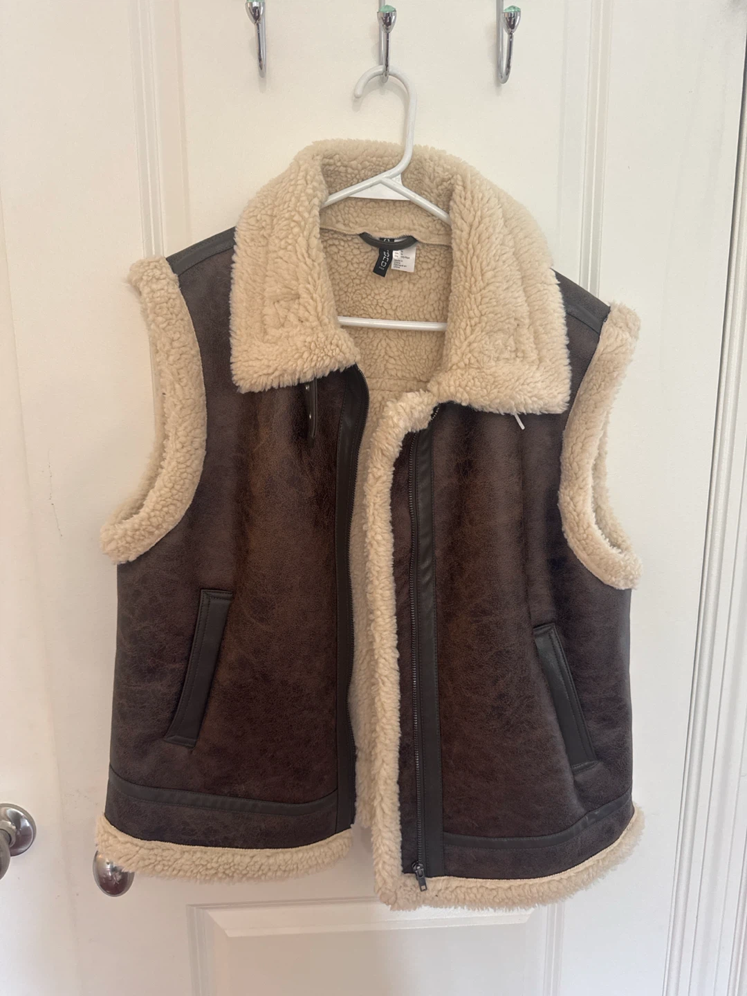 H&M Sherpa Lined Faux Leather Vest