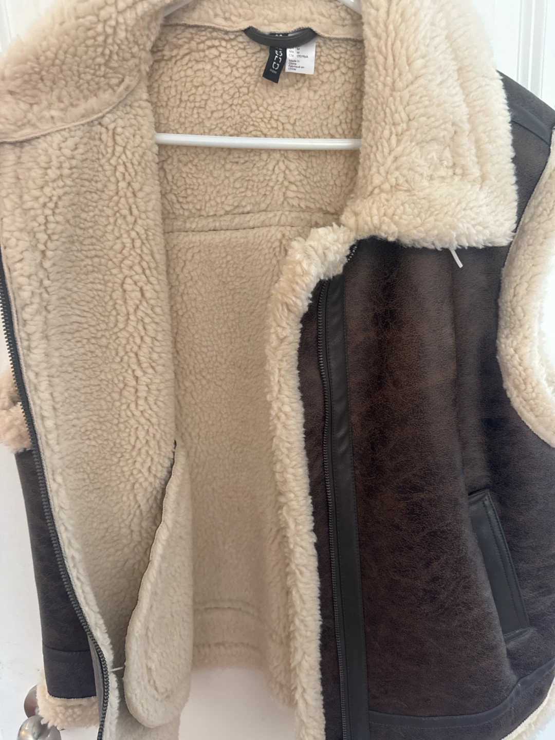 H&M Sherpa Lined Faux Leather Vest - photo 2