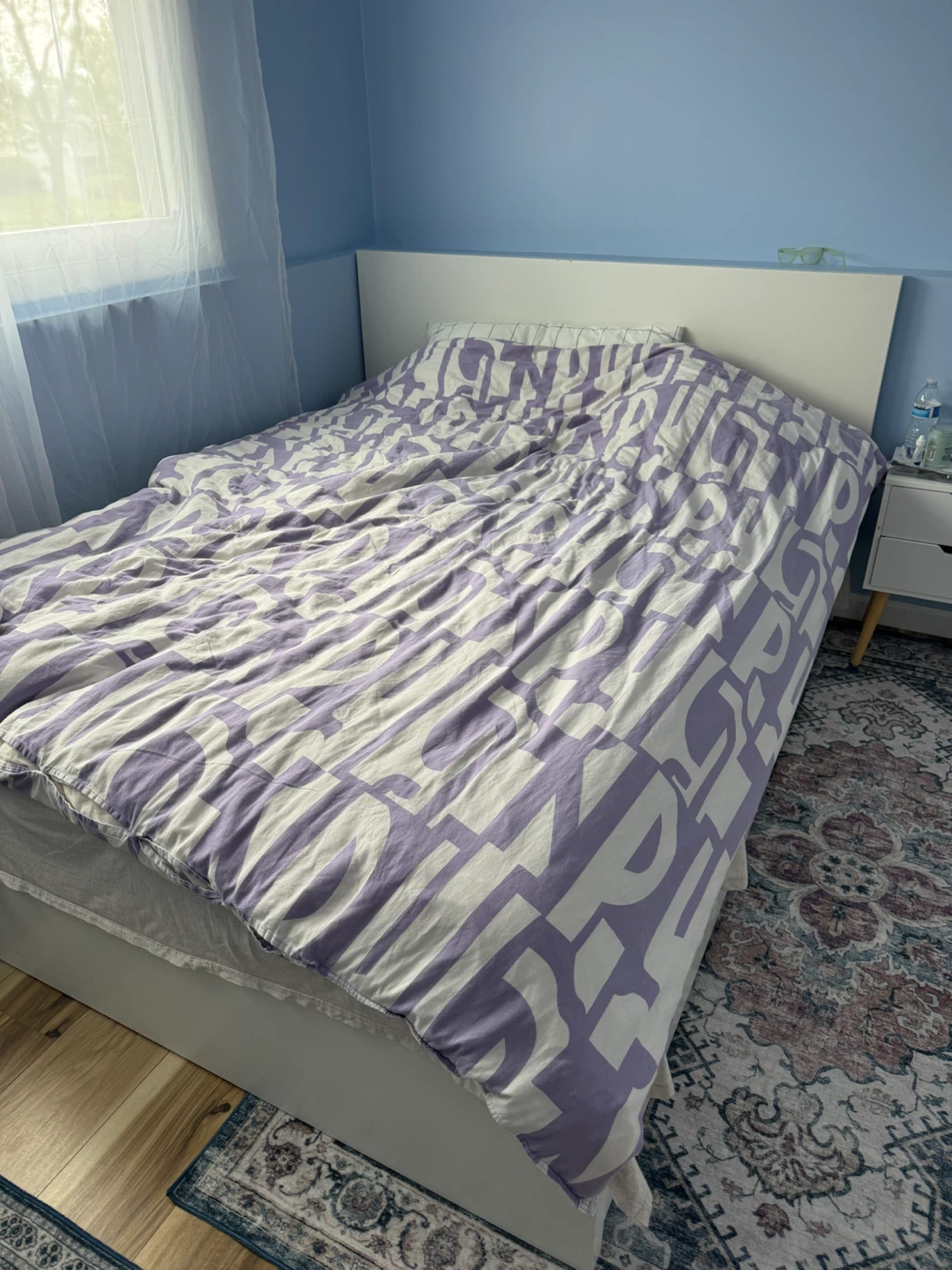 White Queen bed with mattress Nightstands 2 Drawers - photo 3