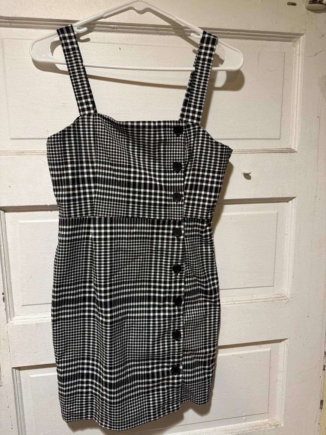 Divided H&M Black and White Plaid Mini Dress