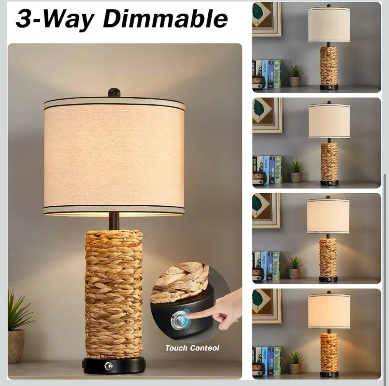 Set of 2 Rustic Touch Table Lamps with USB Ports RT2 - photo 4