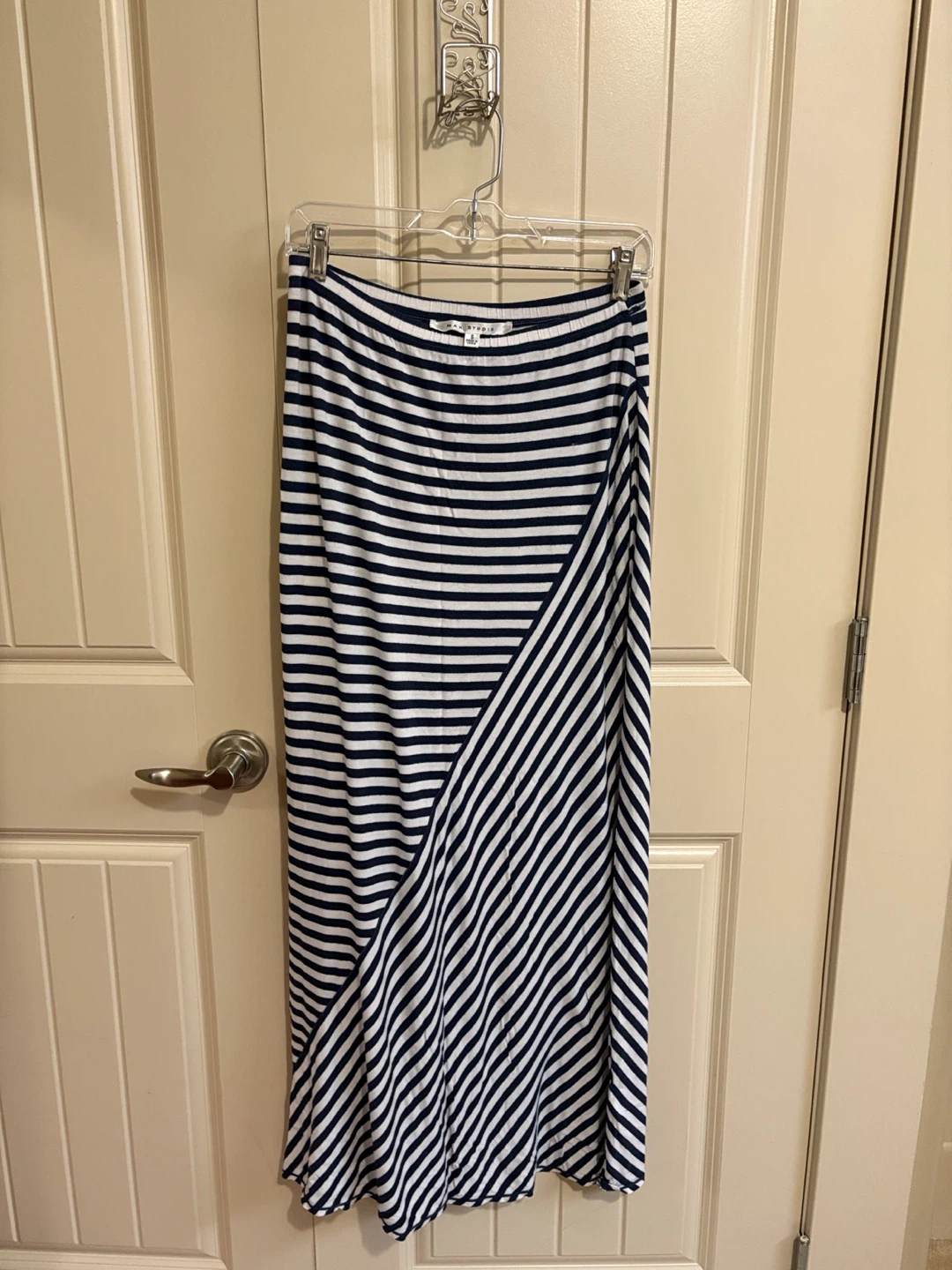 MAX STUDIO Striped Maxi Skirt - Navy/White