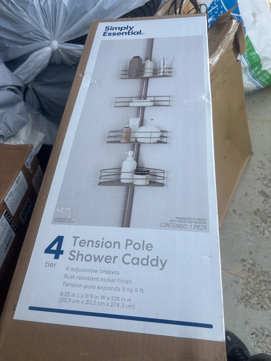 Simply Essential 4-Tier Tension Pole Shower Caddy