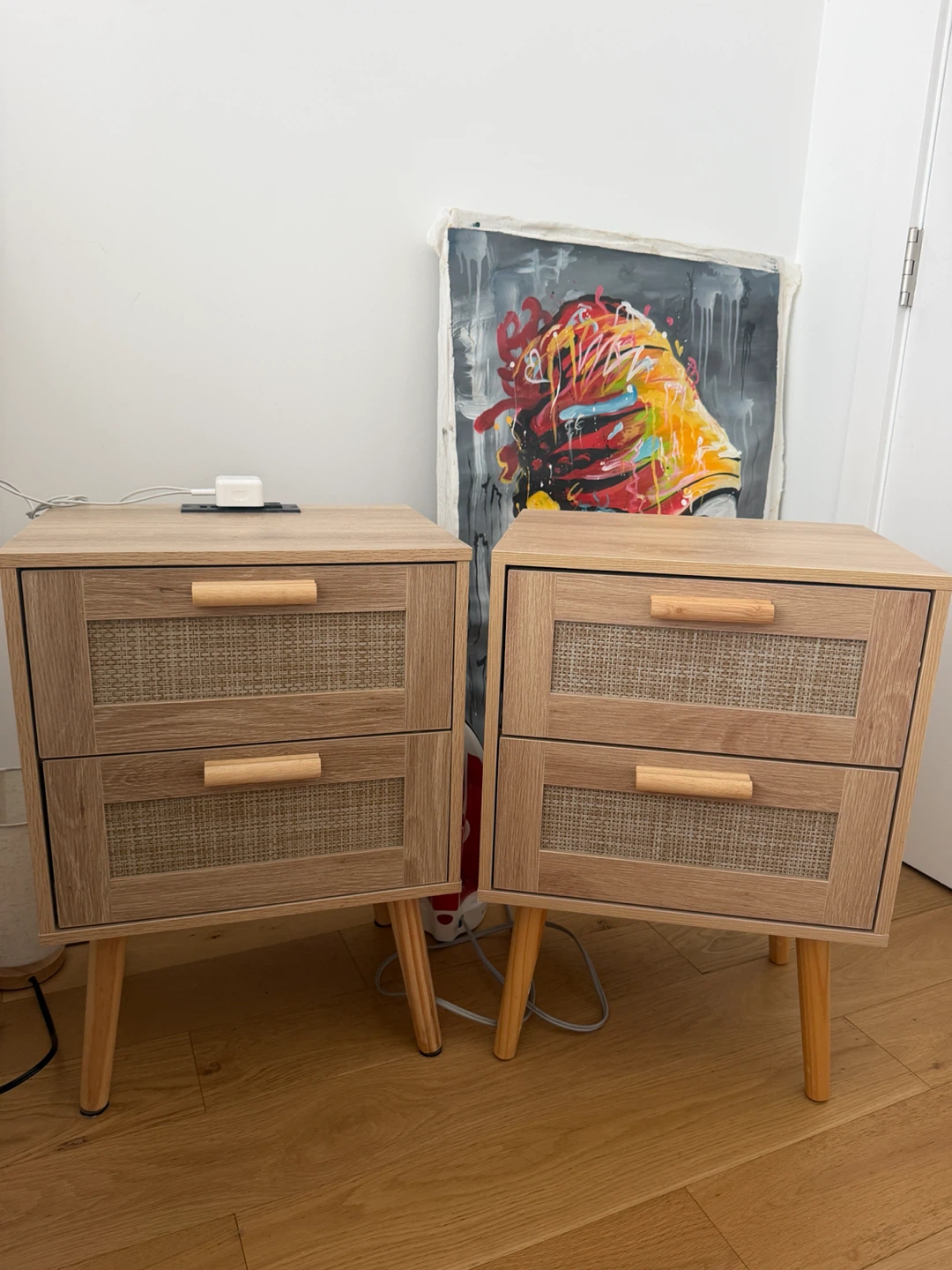 Set of 2 Rattan Nightstands