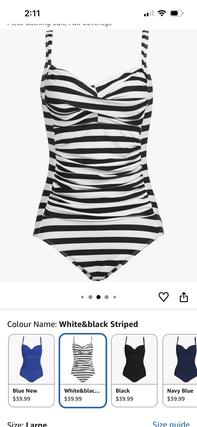 Women's Black & White Striped One-Piece Swimsuit size X large - photo 4