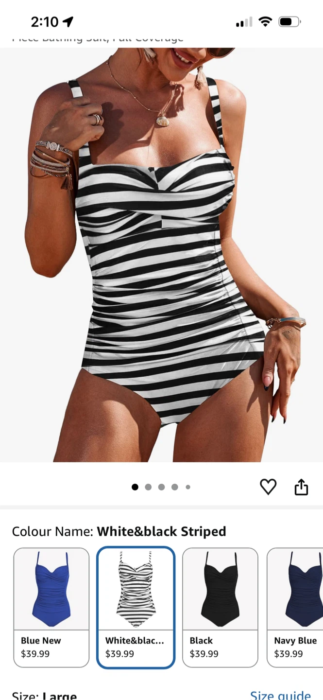 Women's Black & White Striped One-Piece Swimsuit size X large