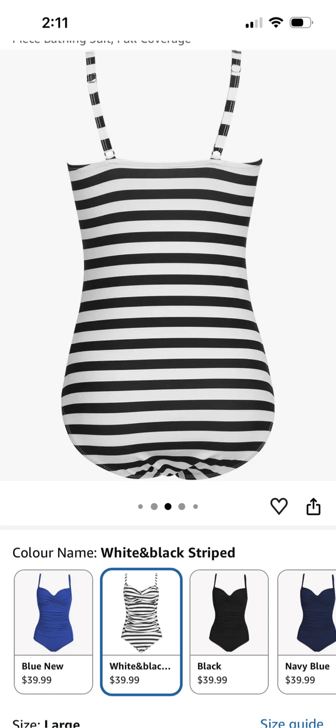 Women's Black & White Striped One-Piece Swimsuit size X large - photo 3