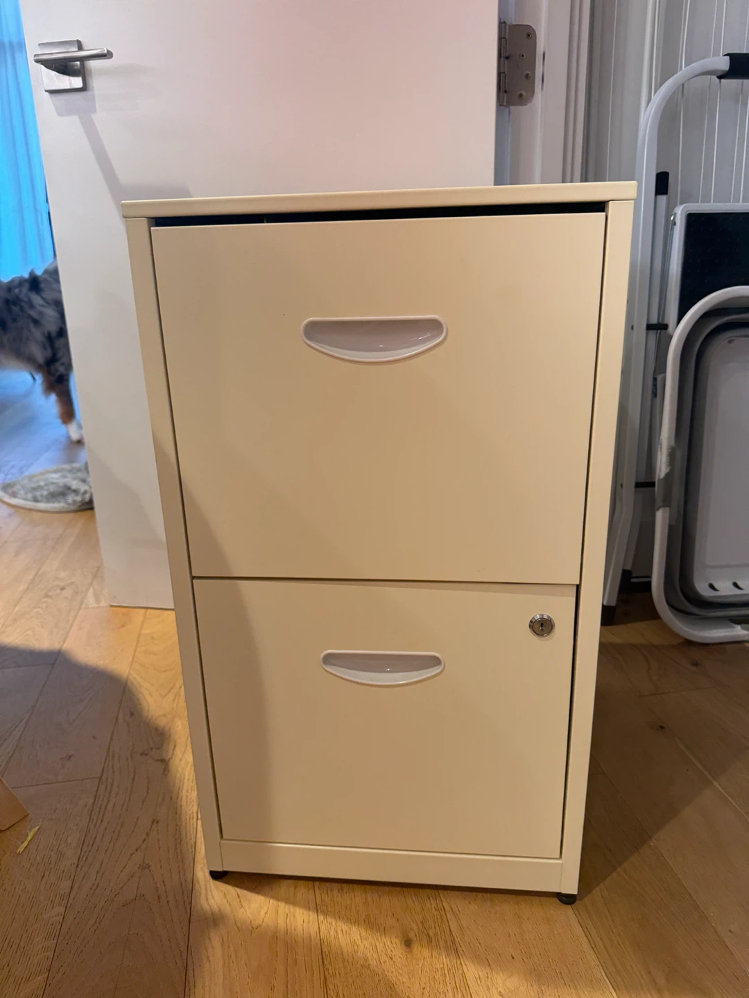 Cream 2-Drawer Locking File Cabinet