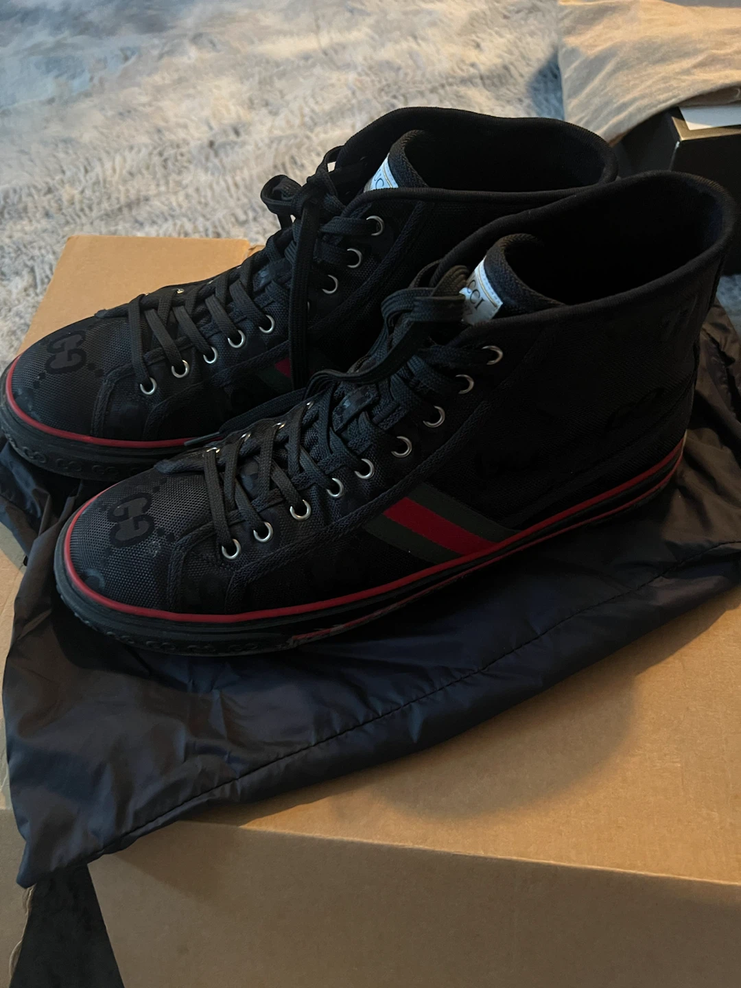 Authentic Gucci Black GG Canvas High-Top Sneakers - photo 2