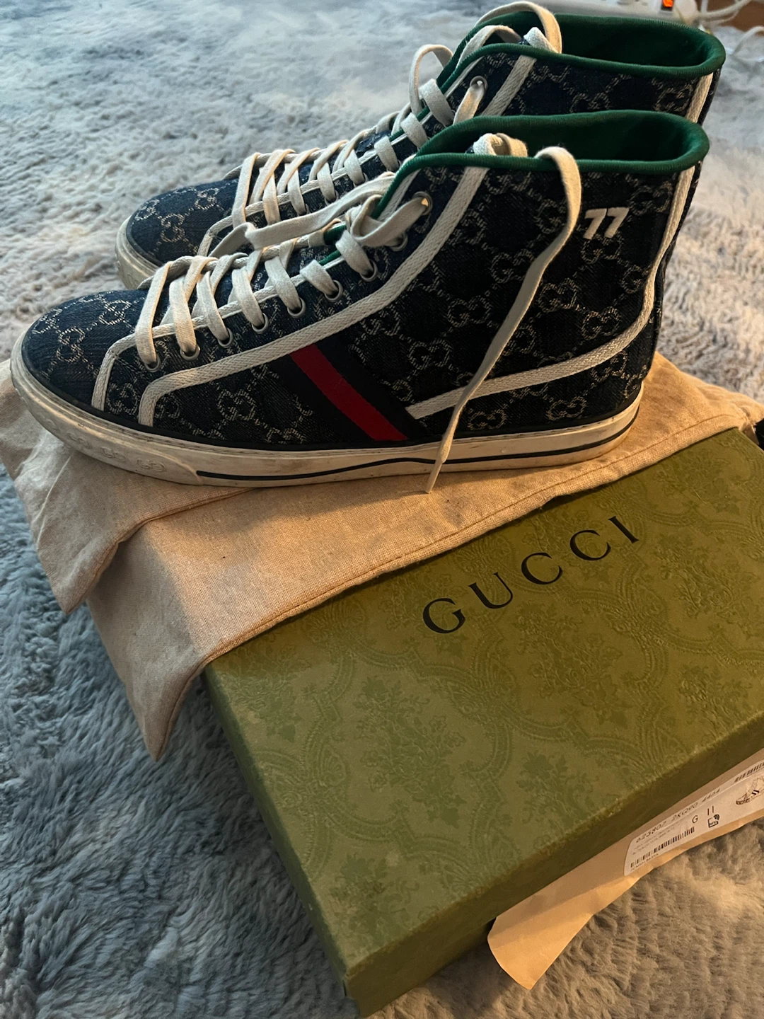 Authentic Gucci GG Denim High Top Sneakers - photo 2