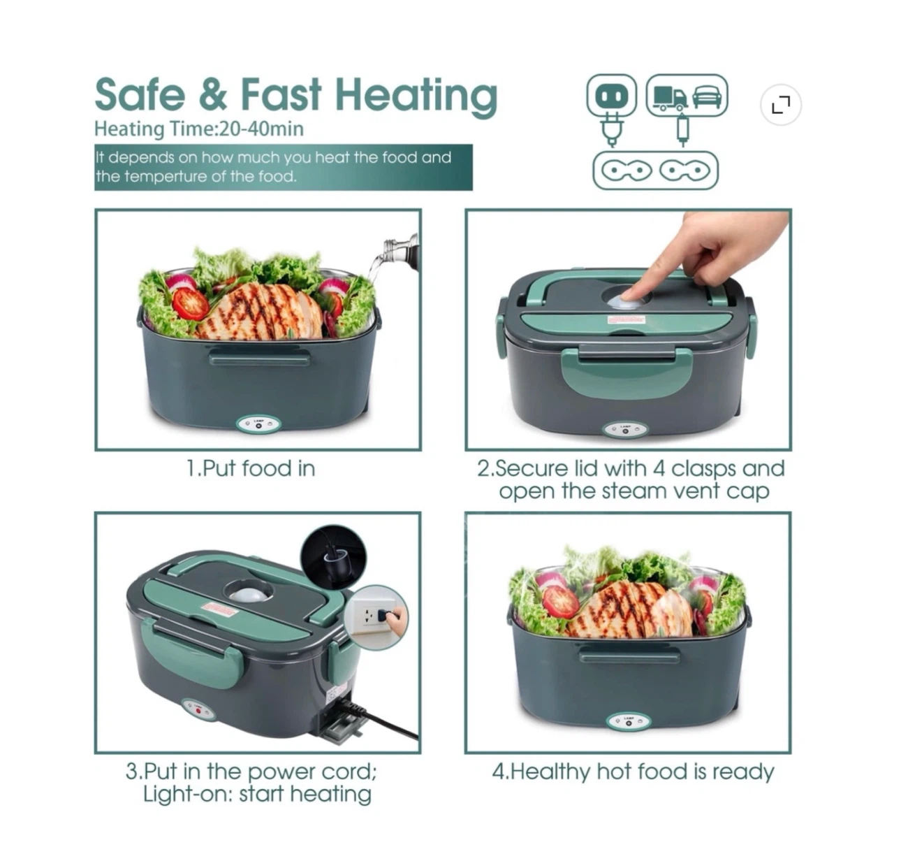 Brand new XL 6.3Cups Electric Heated Lunch Box - photo 5