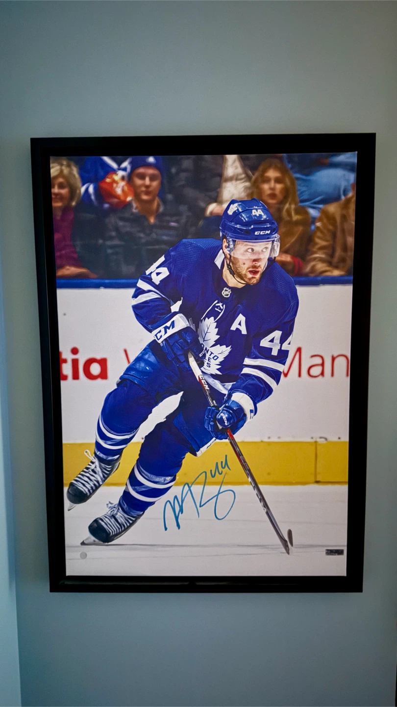 Framed Autographed Morgan Rielly Toronto Maple Leafs Canvas