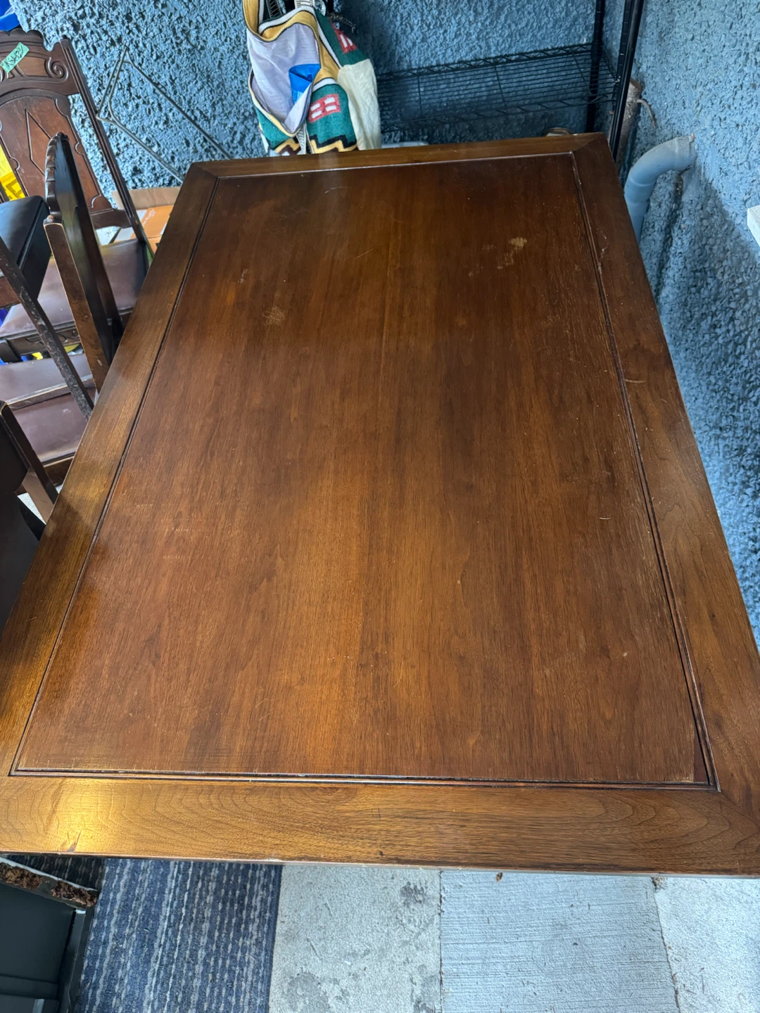 1970s seven piece walnut dining table set