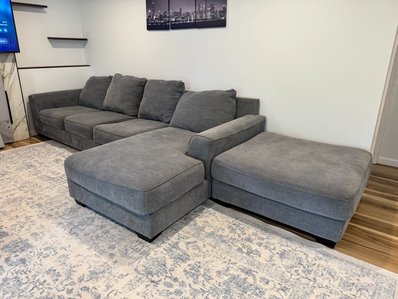 Gray Sectional Sofa with ottoman - photo 2