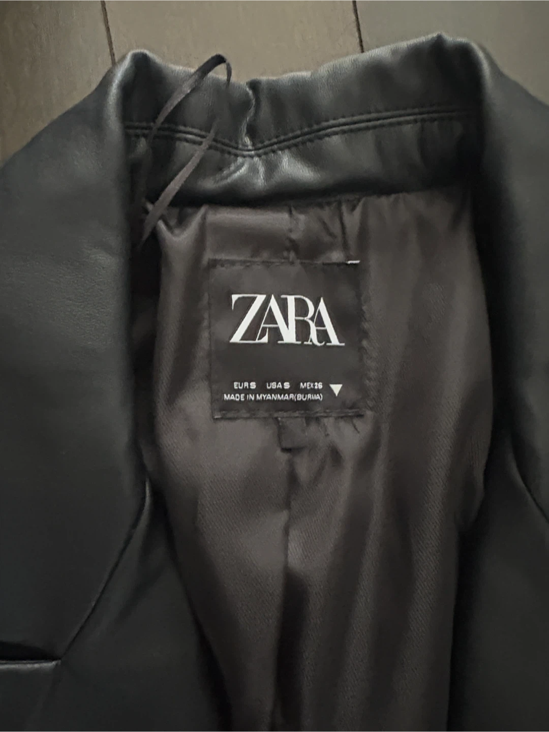 Black Faux Leather Blazer Zara - photo 2