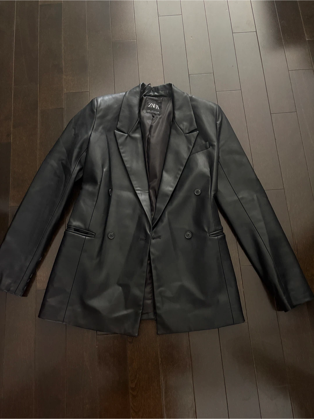 Black Faux Leather Blazer Zara