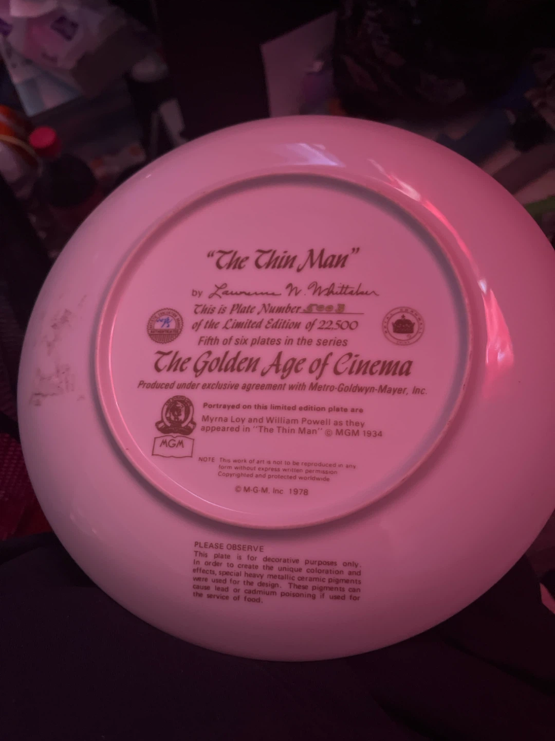 "The Thin Man" The Golden Age of Cinema Plate - photo 2