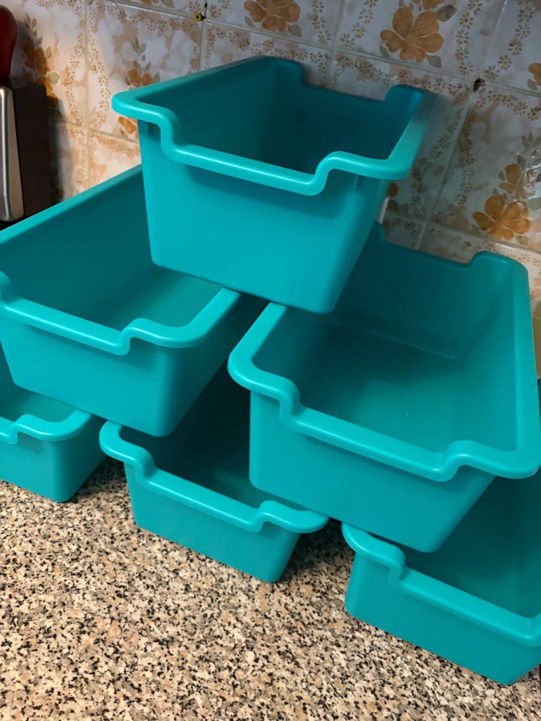 Teal Plastic Storage Bins - Set of 6 - photo 2