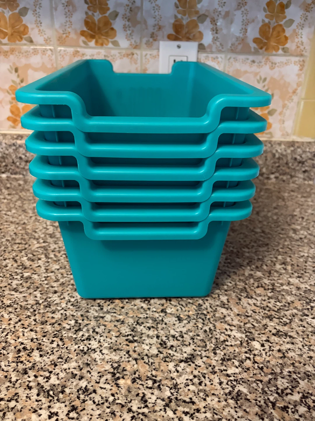 Teal Plastic Storage Bins - Set of 6 - photo 3