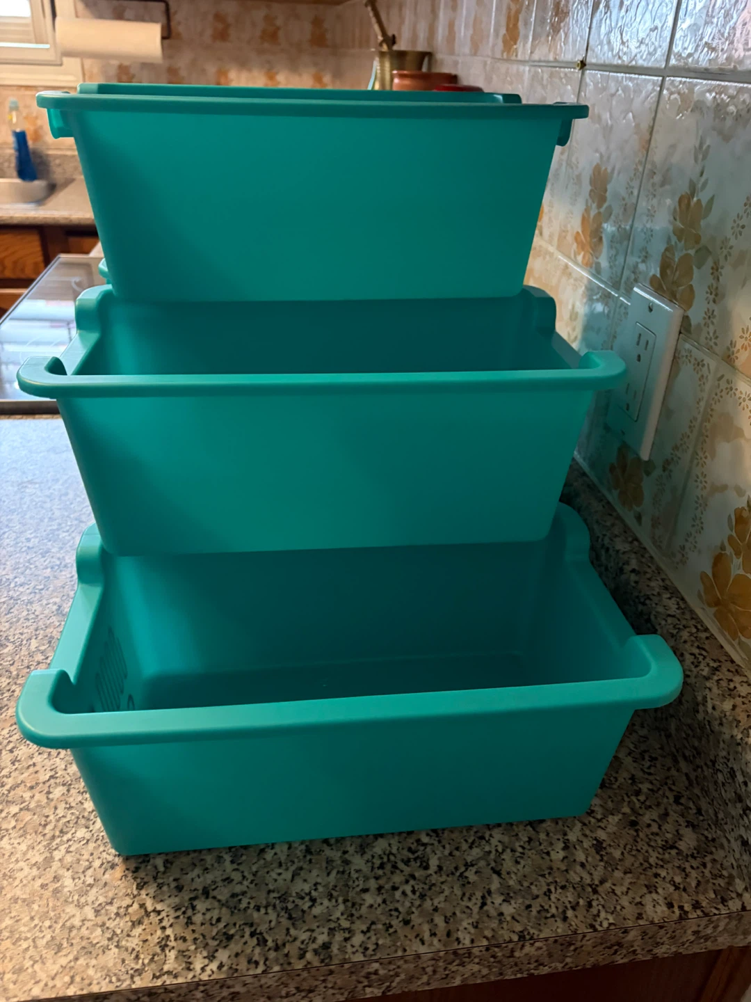 Teal Plastic Storage Bins - Set of 6 - photo 4