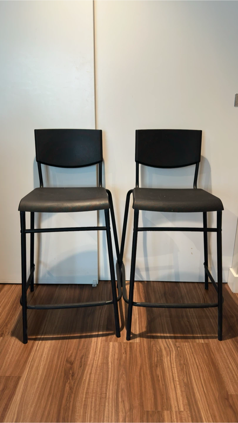 IKEA STIG Counter Height Bar Stools – Set of 2 (Black)