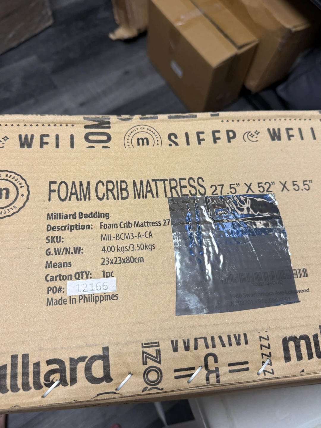 Milliard Foam Crib Mattress 27.5" x 52" x 5.5"
