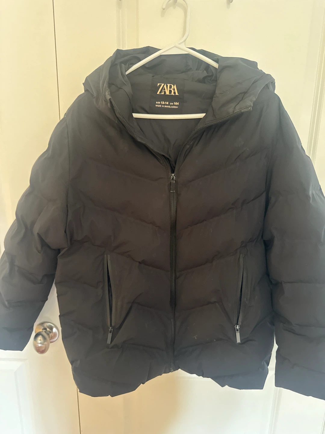 ZARA Puffer Jacket - Black, Size 13-14