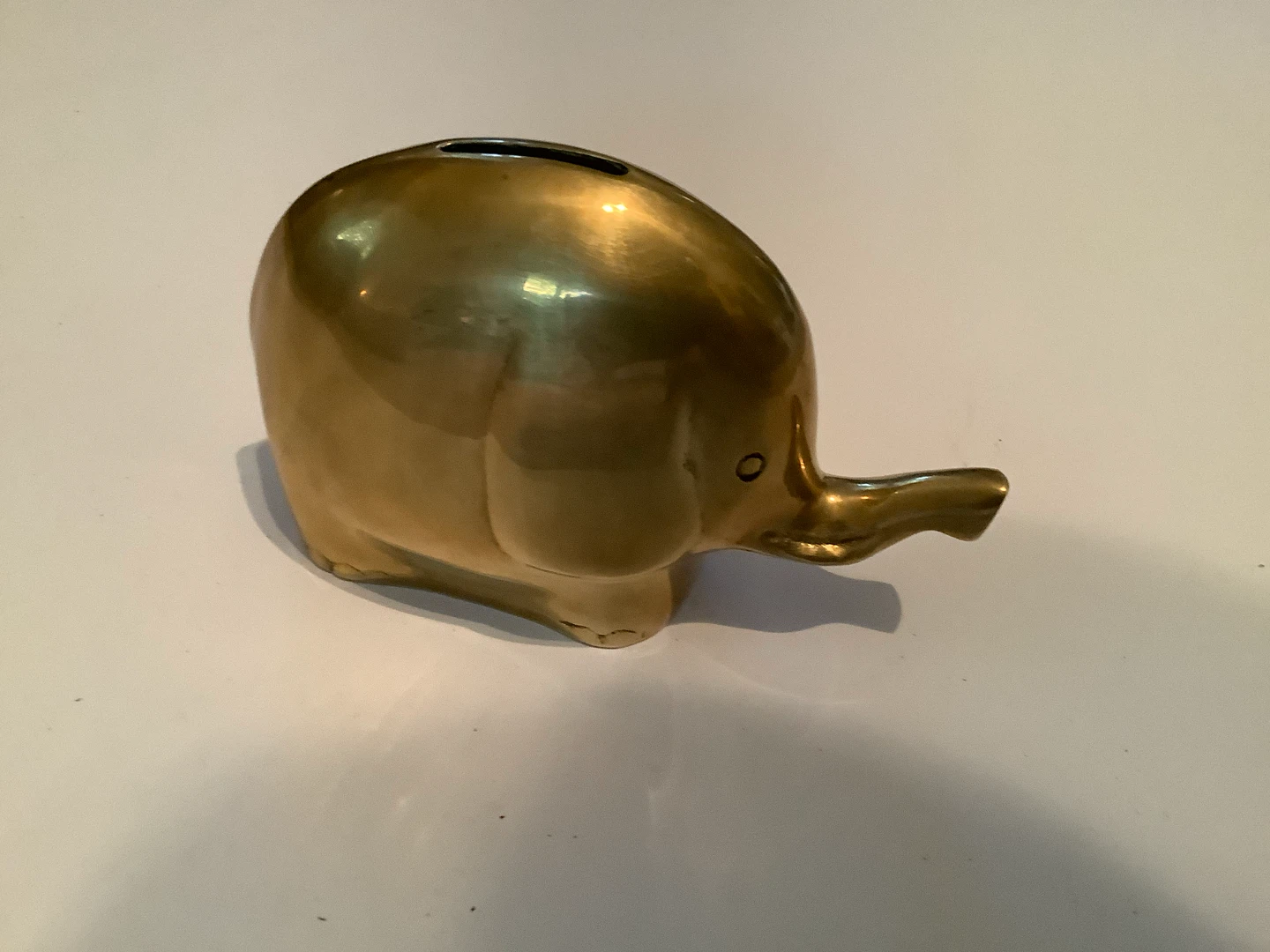 Vtg Brass Elephant Coin Bank 🐞
