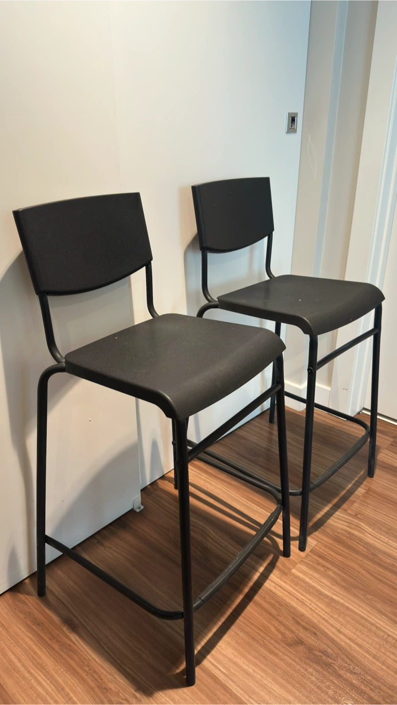 IKEA STIG Counter Height Bar Stools – Set of 2 (Black) - photo 2