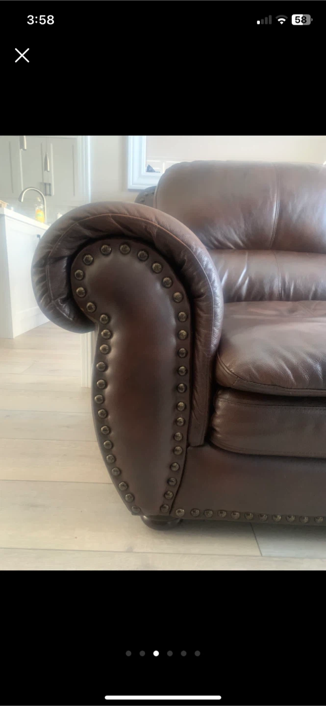 Brown Leather Sofa - photo 2