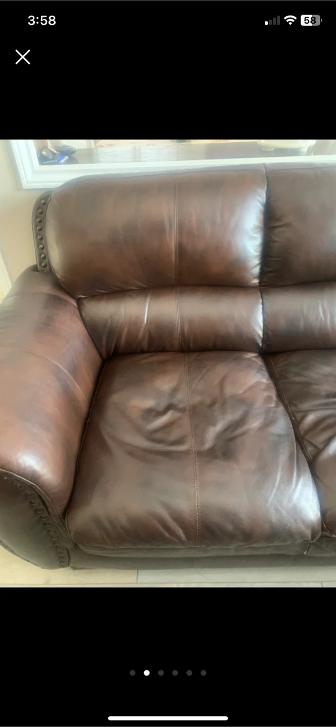 Brown Leather Sofa - photo 3