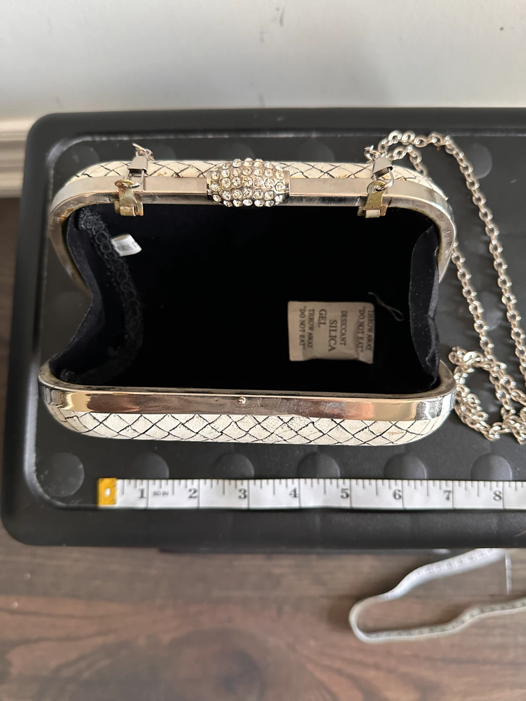 White Clutch Purse with Rhinestone Clasp - photo 2
