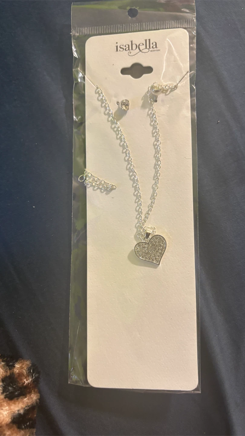 Heart Necklace and Earrings Set