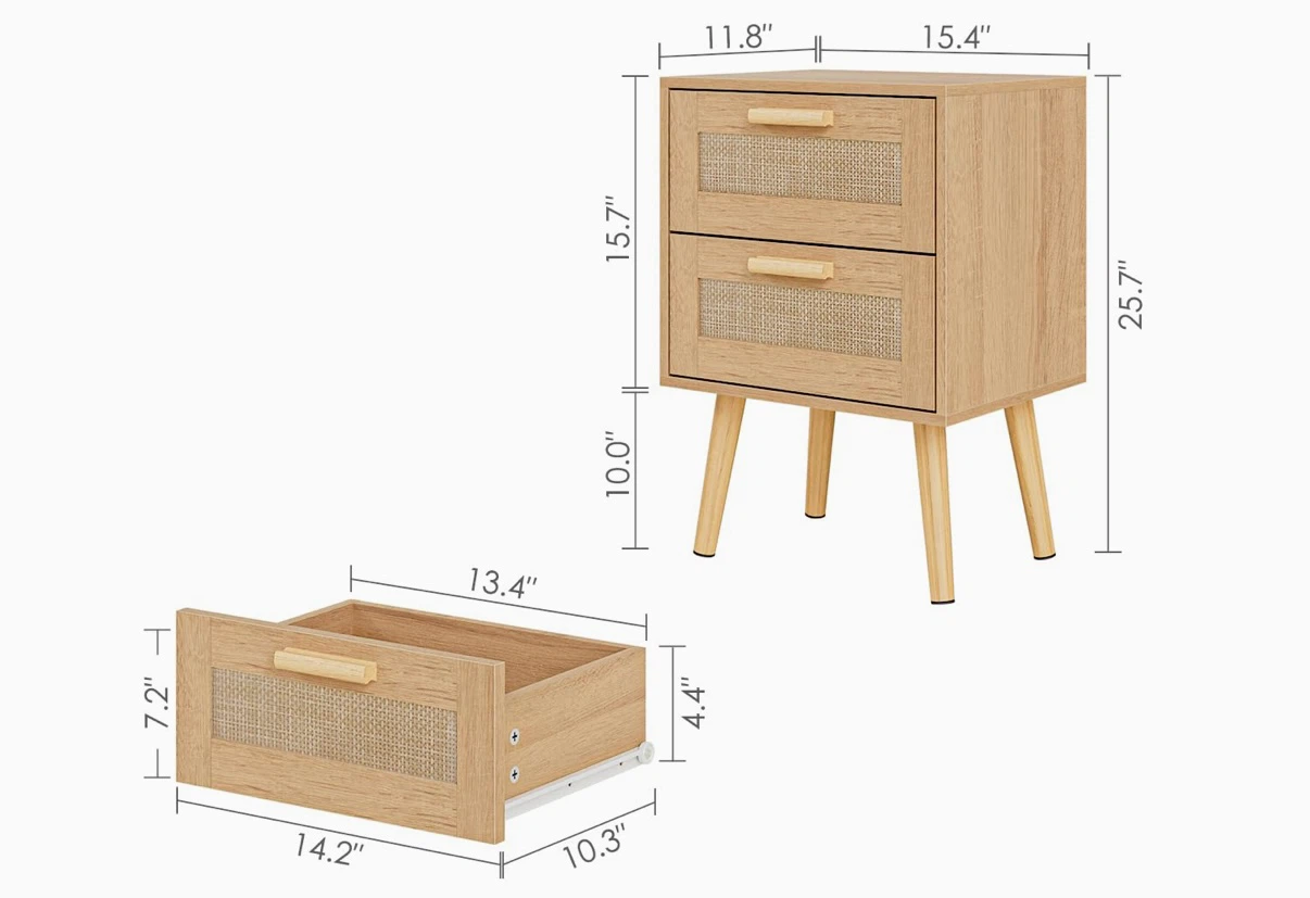 Set of 2 Rattan Nightstands - photo 4