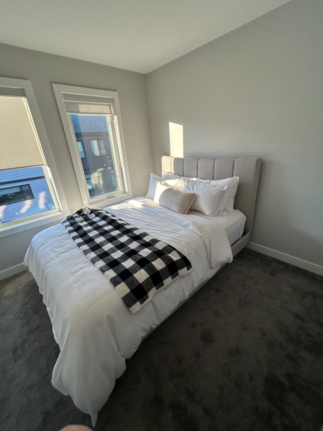 Grey Upholstered Headboard Bed Frame