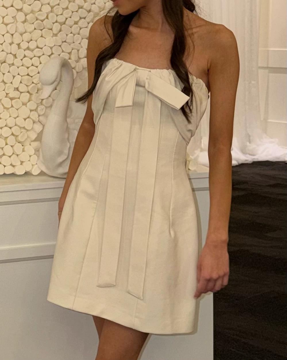 Strapless Mini Dress with Bow Detail