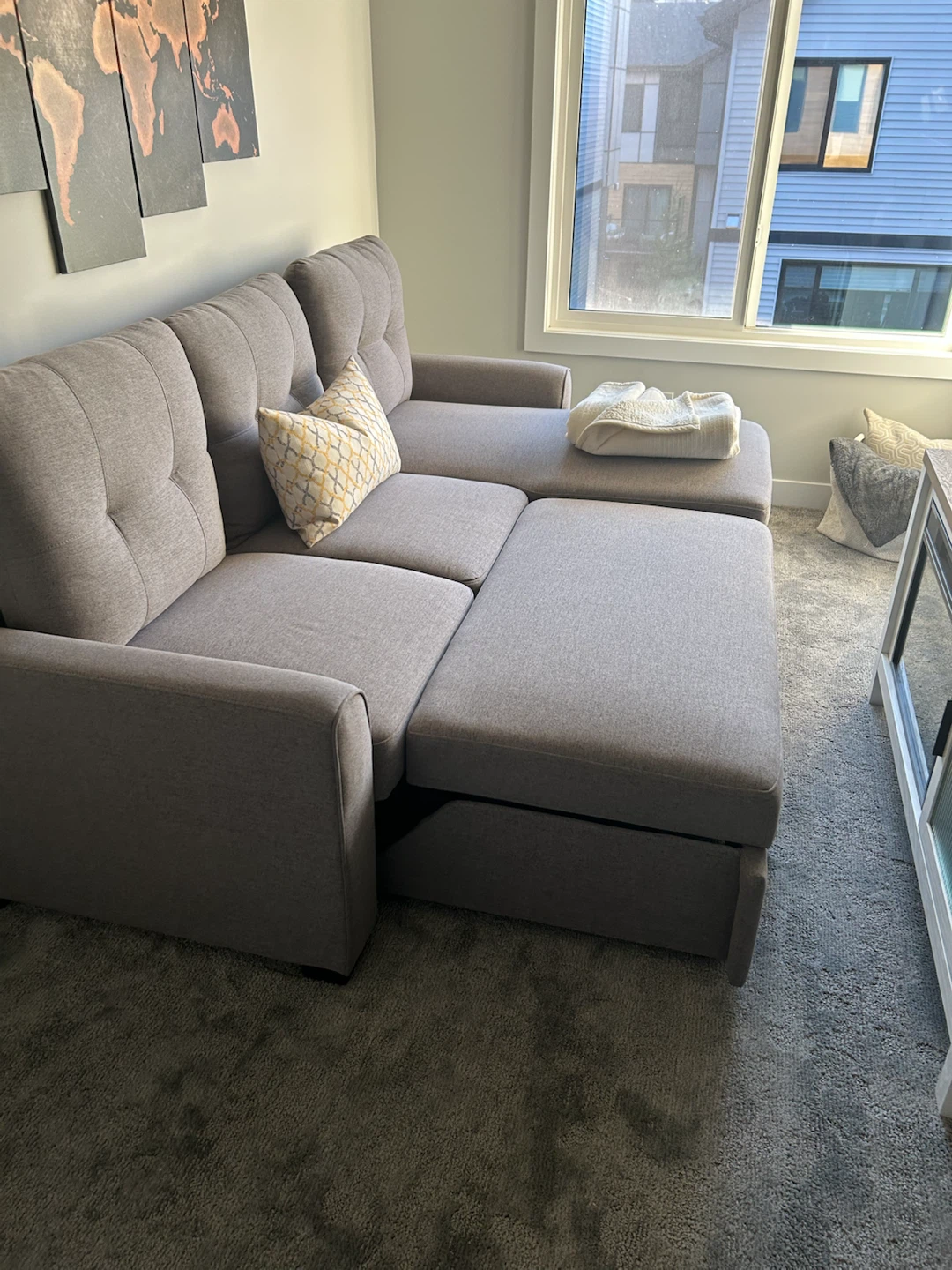Grey Sectional Sofa with Storage Chaise