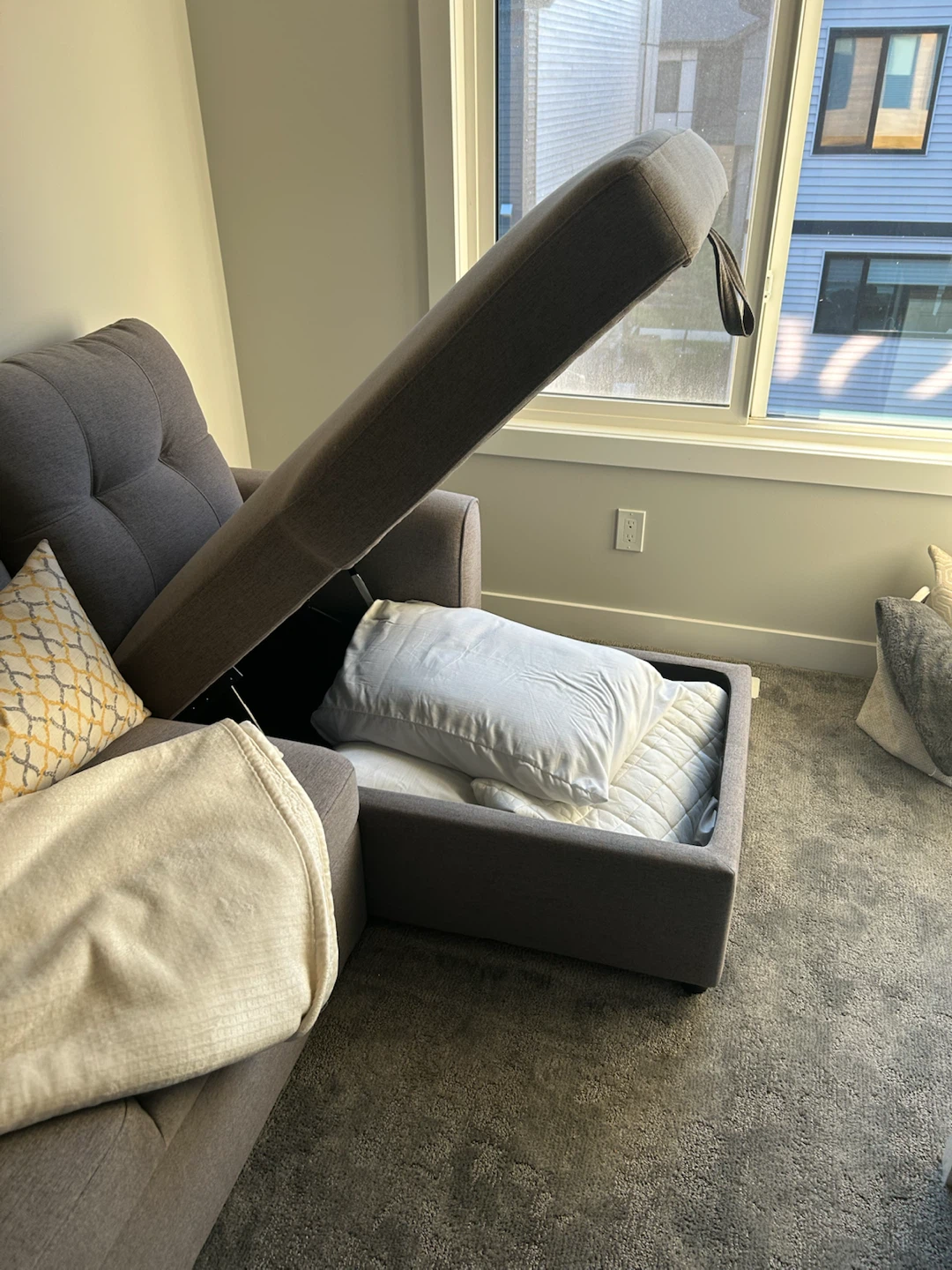 Grey Sectional Sofa with Storage Chaise - photo 3