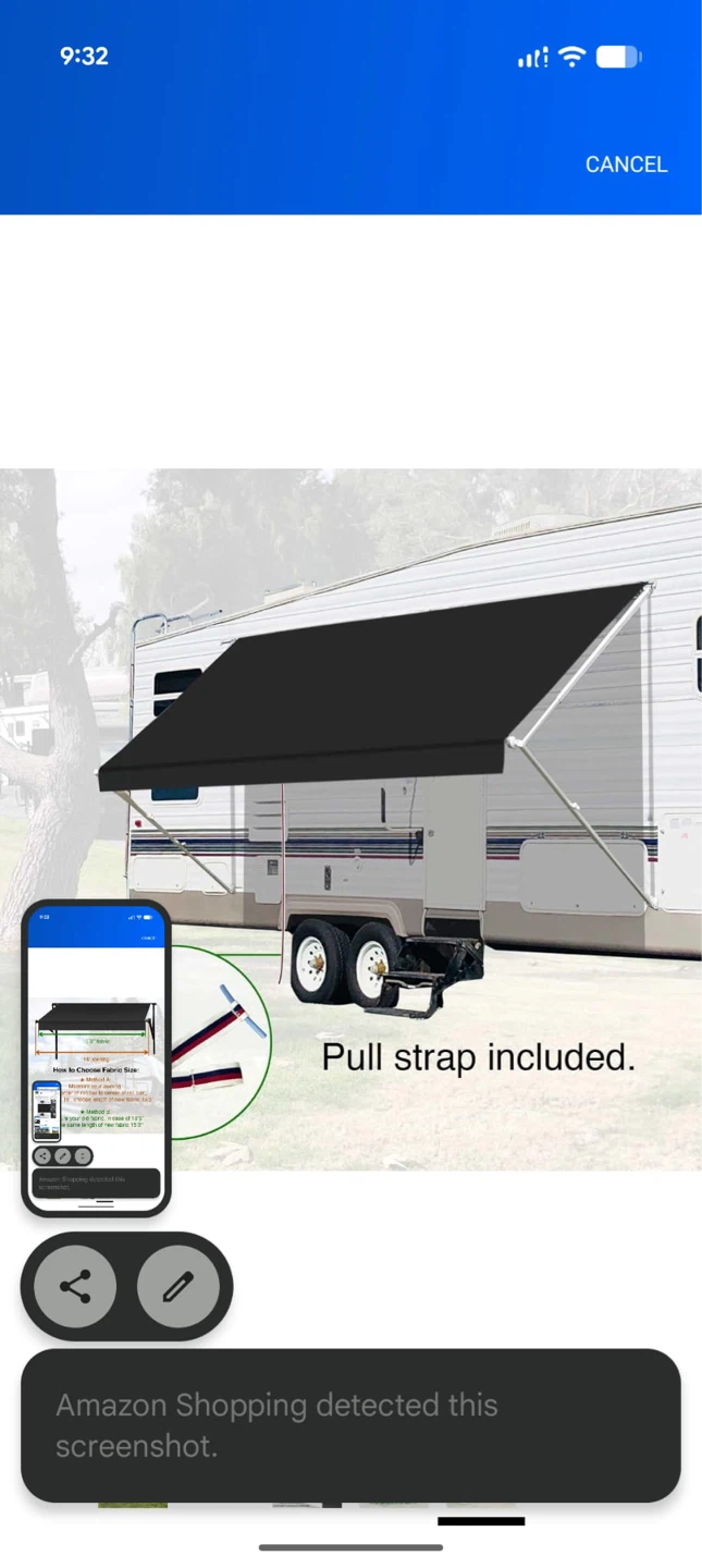 Senior dark grey RV Awning Fabric Replacement - photo 2