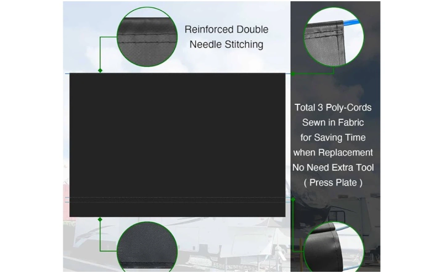 Senior dark grey RV Awning Fabric Replacement - photo 3