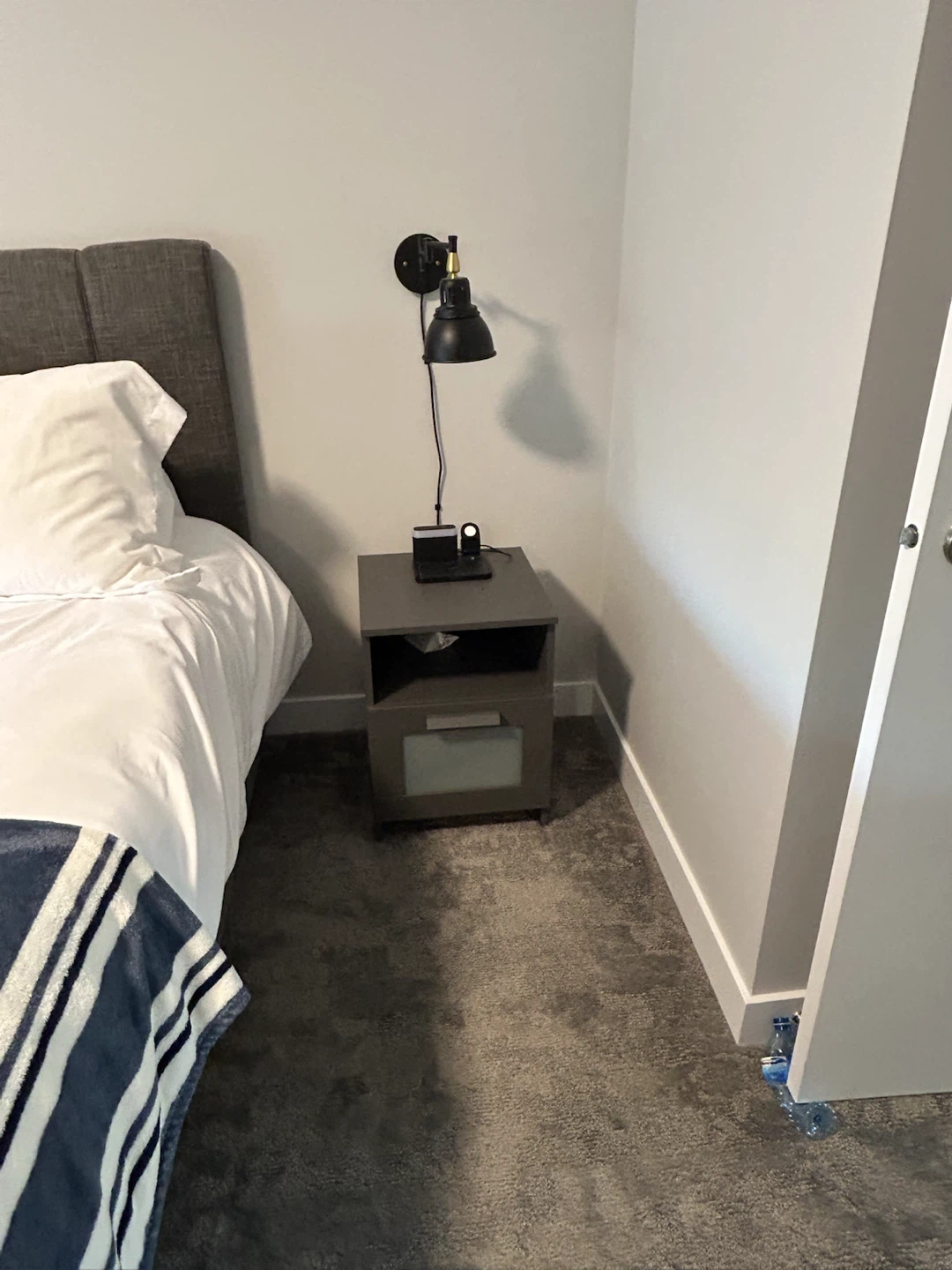 Grey Nightstand with Drawer