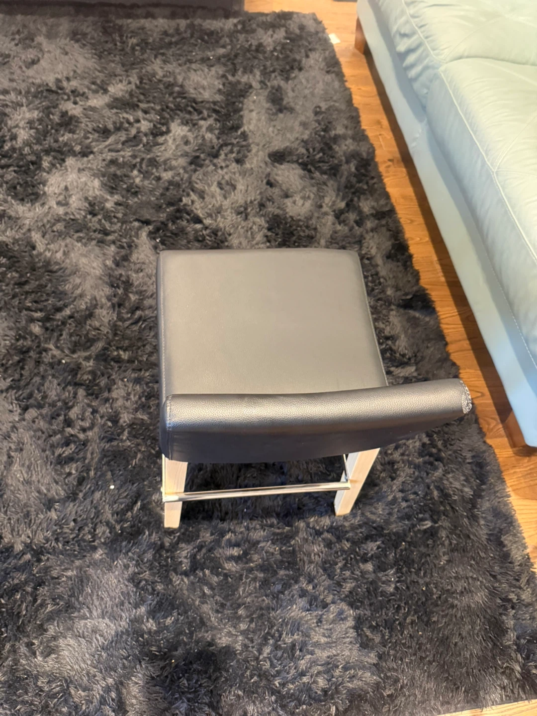 Black Faux Leather Bar Stool
