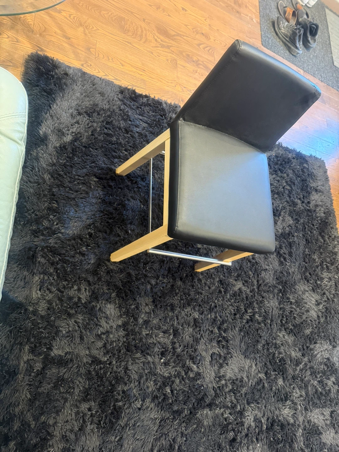 Black Faux Leather Bar Stool - photo 3